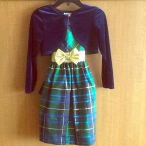 Iris & Ivy- Plaid Shimmer Bow Dress